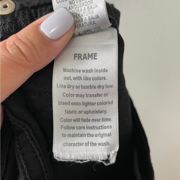 FRAME Denim Le High Straight Leg Staggered Raw Hem Jeans Black High Waist Sz 30 - Picture 9 of 13